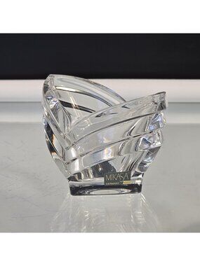 Vintage MIKASA Germany Art Deco Lead Crystal Vase Nut Dish Votive Candle Holder